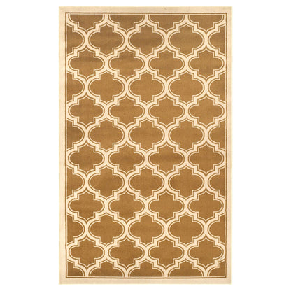5' X 8' Apricot And Cream Geometric Stain Resistant Area Rug