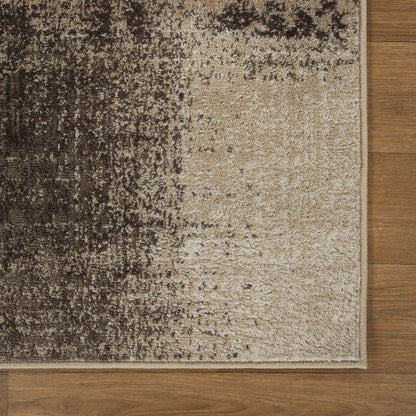 8' X 10' Beige Gray And Black Damask Distressed Stain Resistant Area Rug