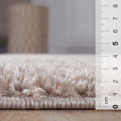 8' Beige Shag Stain Resistant Runner Rug