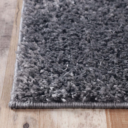 8' Grey Shag Stain Resistant Runner Rug