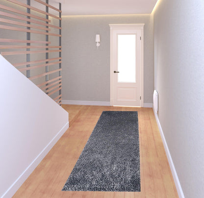 8' Grey Shag Stain Resistant Runner Rug