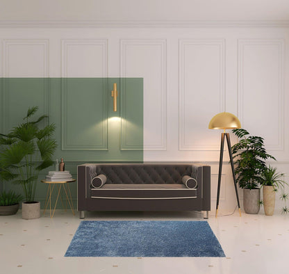 4' X 6' Blue Shag Stain Resistant Area Rug