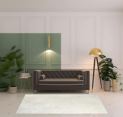 5' X 8' Ivory Shag Stain Resistant Area Rug