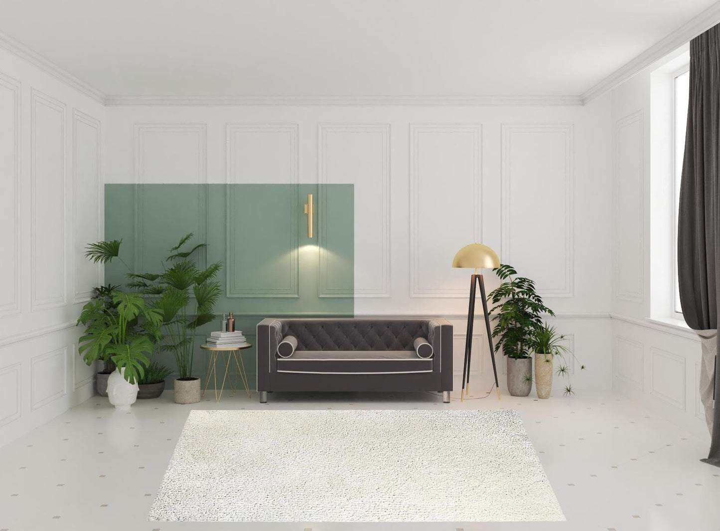 8' X 10' Ivory Shag Stain Resistant Area Rug