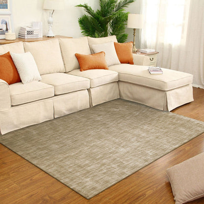 5' X 8' Beige Abstract Hand Woven Stain Resistant Area Rug