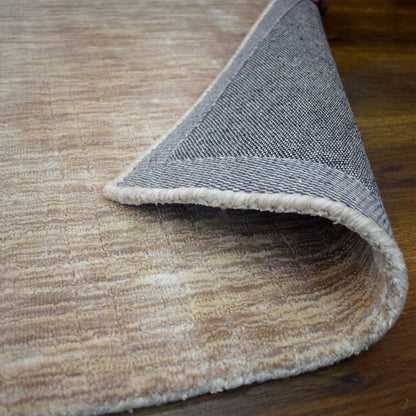 5' X 8' Beige Abstract Hand Woven Stain Resistant Area Rug