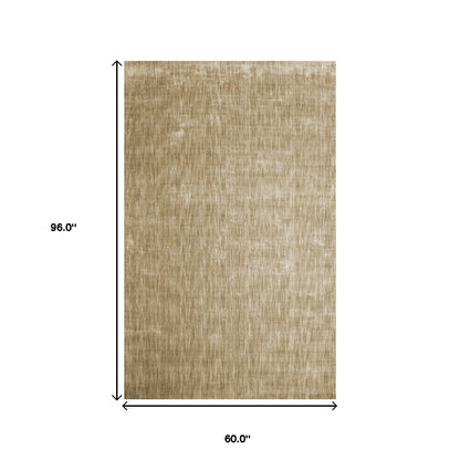 5' X 8' Beige Abstract Hand Woven Stain Resistant Area Rug