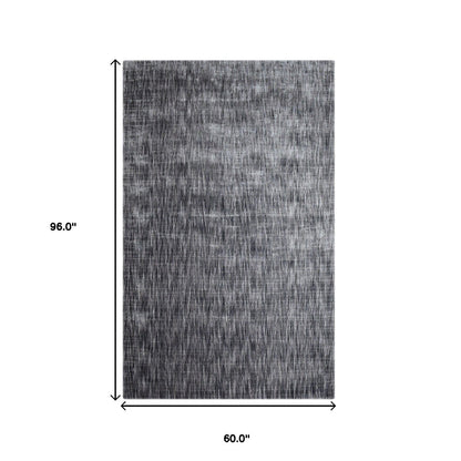 5' X 8' Grey Abstract Handmade Stain Resistant Area Rug