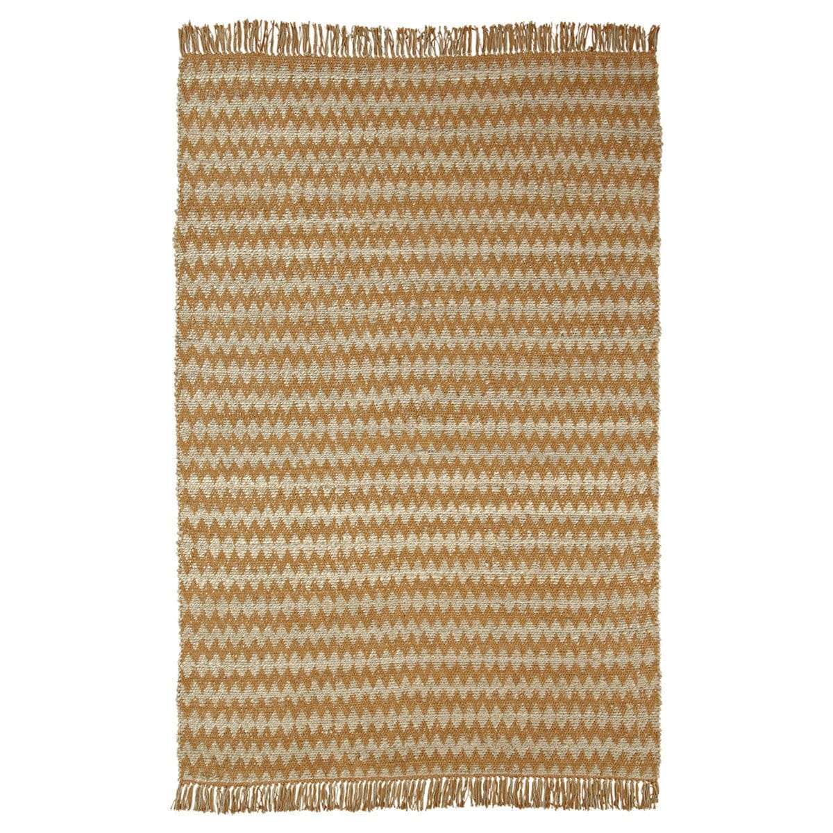 5' X 8' Gold Chevron Hand Woven Stain Resistant Area Rug With Fringe