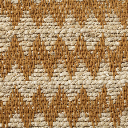 5' X 8' Gold Chevron Hand Woven Stain Resistant Area Rug With Fringe