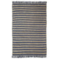 5' X 8' Navy Peony Chevron Hand Woven Stain Resistant Area Rug With Fringe