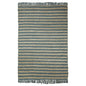 5' X 8' Teal Chevron Hand Woven Stain Resistant Area Rug With Fringe