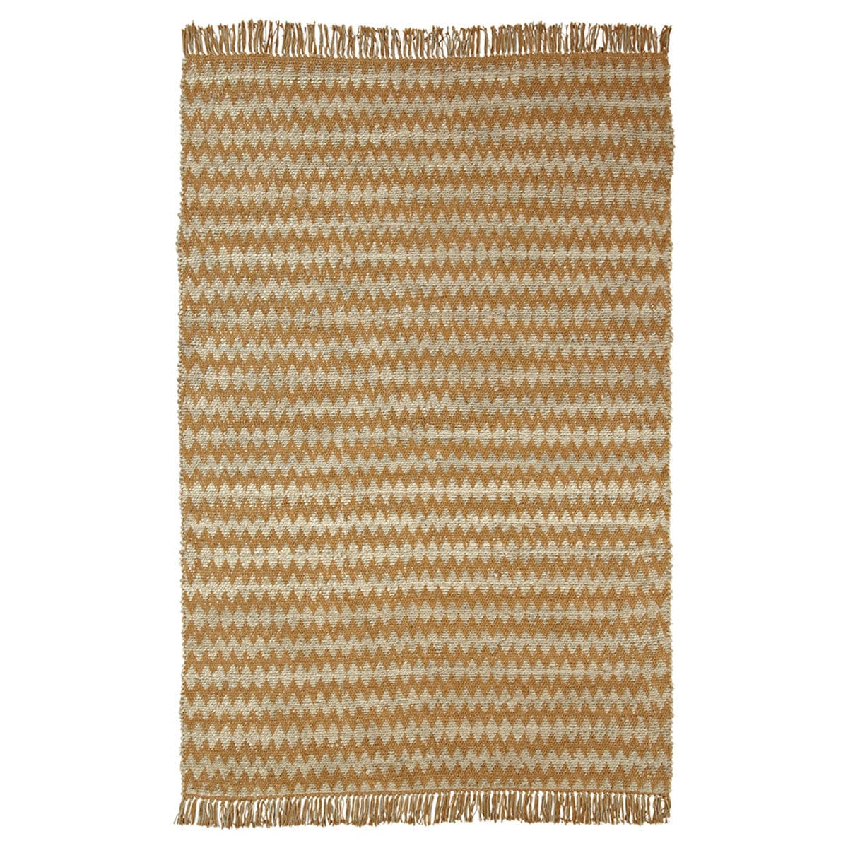 8' X 10' Gold Chevron Hand Woven Stain Resistant Area Rug With Fringe