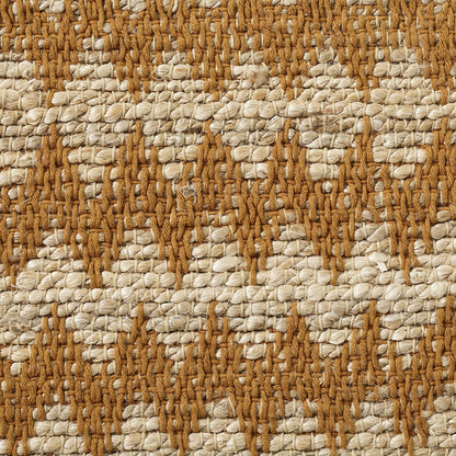 8' X 10' Gold Chevron Hand Woven Stain Resistant Area Rug With Fringe