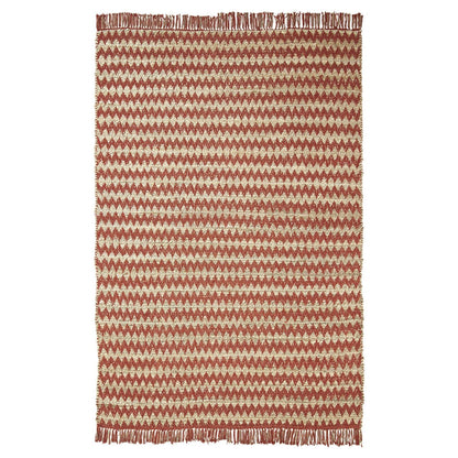 8' X 10' Terracotta Chevron Hand Woven Stain Resistant Area Rug With Fringe