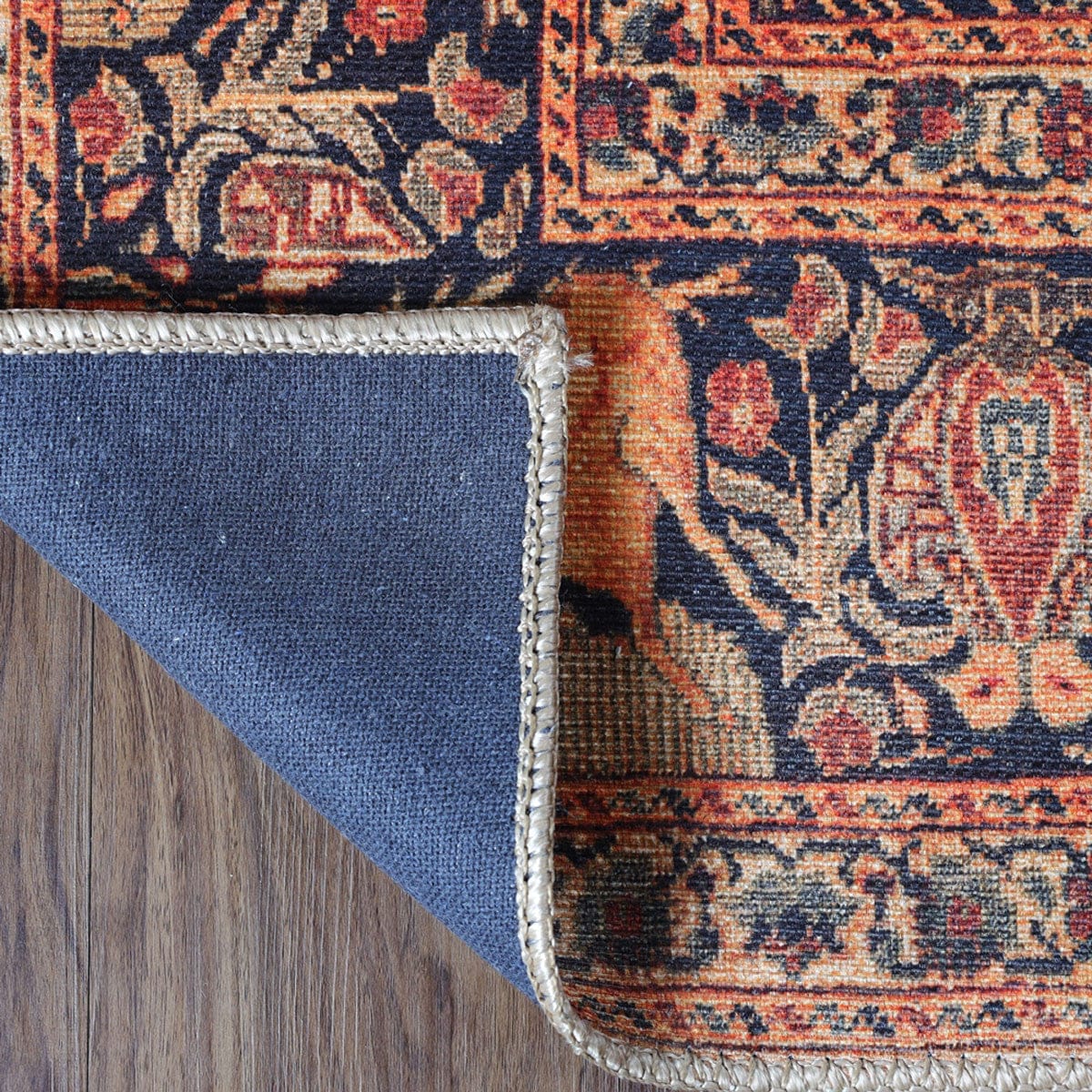 7' Brown Medallion Stain Resistant Runner Rug