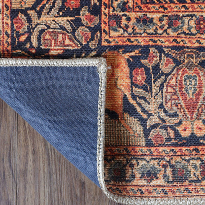 7' Brown Medallion Stain Resistant Runner Rug