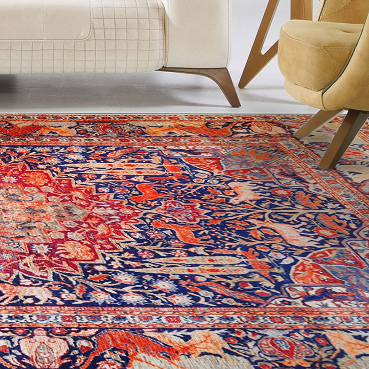 7' X 9' Brown Medallion Stain Resistant Area Rug