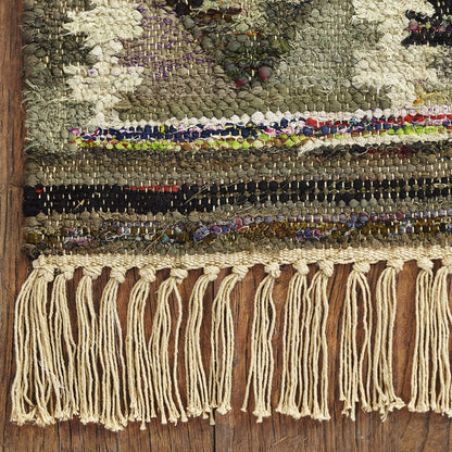 5' X 8' Green And Gray Paisley Stain Resistant Area Rug