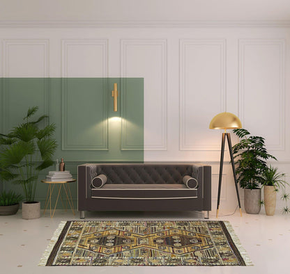 5' X 8' Green And Gray Paisley Stain Resistant Area Rug