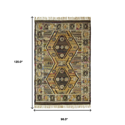 8' X 10' Green And Gray Paisley Stain Resistant Area Rug