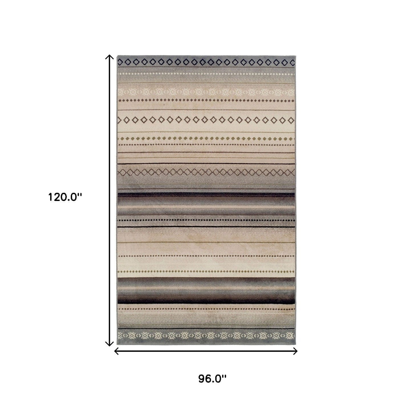 8' X 10' Gray Southwest Geometric Stain Resistant Area Rug