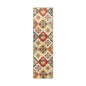 8' Cream And Rust Wool Geometric Tufted Stain Resistant Runner Rug