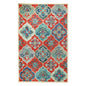 4' X 6' Blue And Rust Wool Geometric Tufted Stain Resistant Area Rug