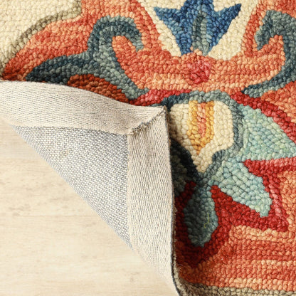 8' X 10' Cream And Rust Wool Geometric Tufted Stain Resistant Area Rug