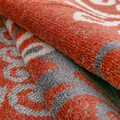 8' Ginger And Gray Medallion Power Loom Stain Resistant Runner Rug