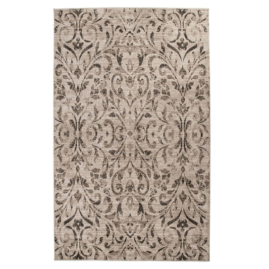 5' X 8' Bronze Floral Vines Power Loom Stain Resistant Area Rug