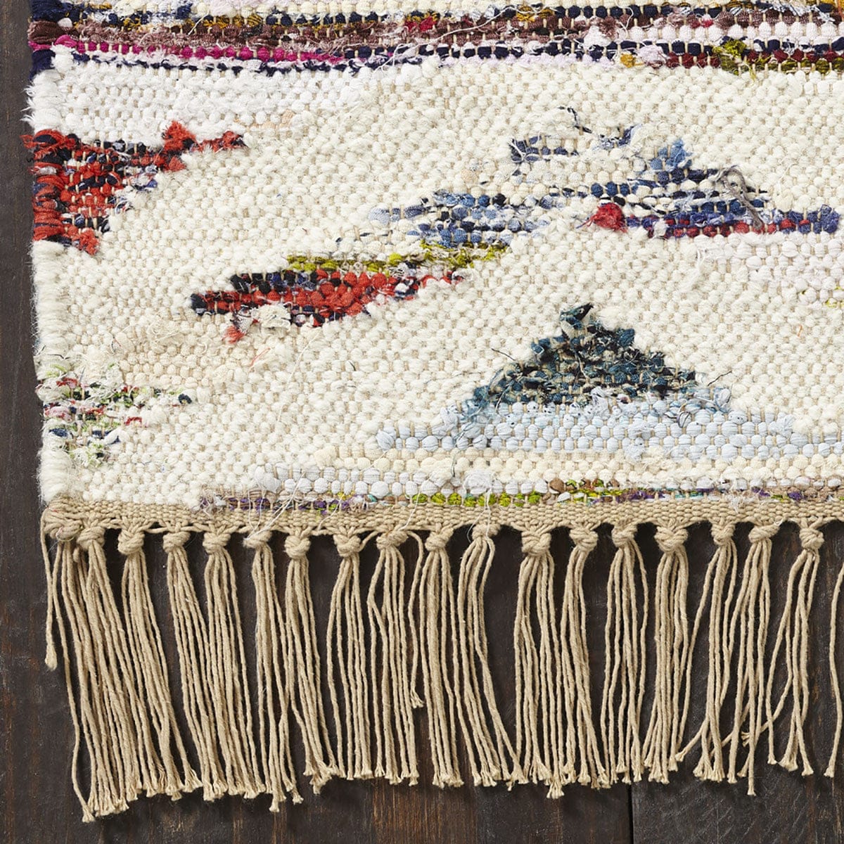 5' X 8' White And Southwest Palette Geometric Hand Woven Area Rug