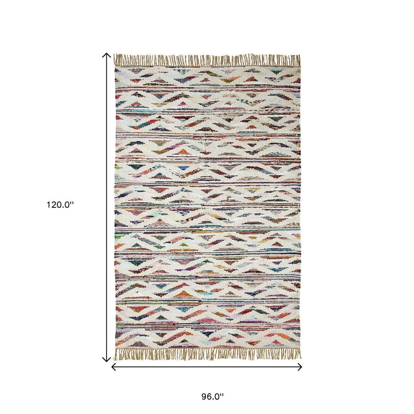 8' X 10' White And Southwest Palette Geometric Resistant Area Rug