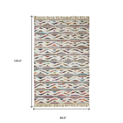8' X 10' White And Southwest Palette Geometric Resistant Area Rug