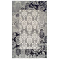 4' X 6' Black And Gray Damask Power Loom Distressed Stain Resistant Area Rug