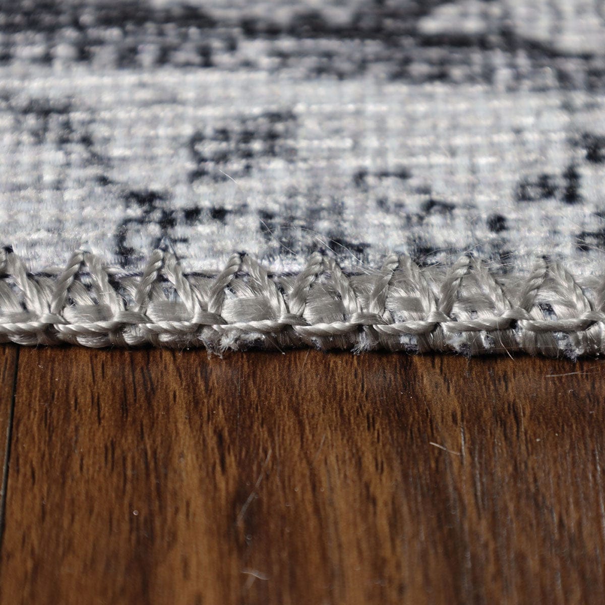 8' Charcoal Medallion Power Loom Stain Resistant Runner Rug