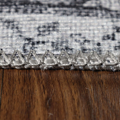 6' X 9' Charcoal Medallion Power Loom Stain Resistant Area Rug