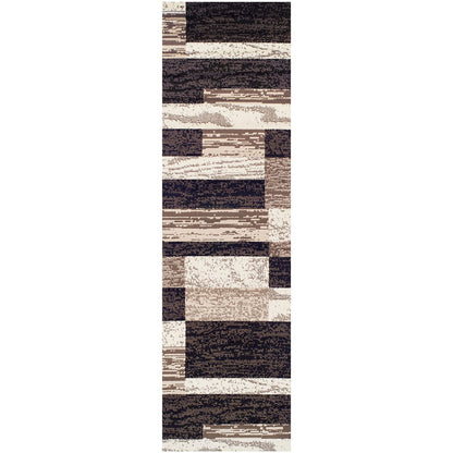 10' Chocolate Patchwork Power Loom Stain Resistant Runner Rug