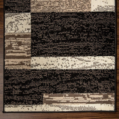10' Chocolate Patchwork Power Loom Stain Resistant Runner Rug