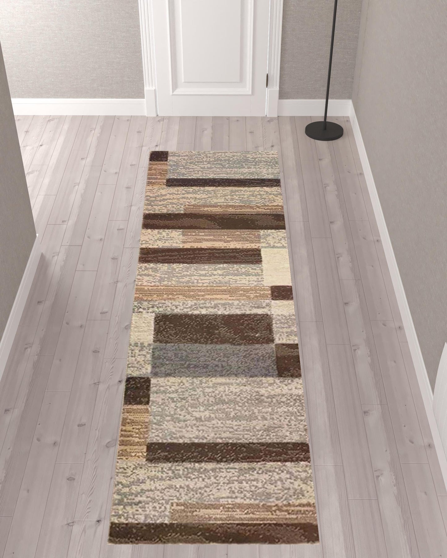 10' Slate Patchwork Power Loom Stain Resistant Runner Rug