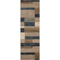 8' Midnight Navy Patchwork Power Loom Stain Resistant Runner Rug