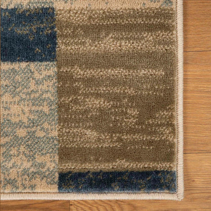 8' Midnight Navy Patchwork Power Loom Stain Resistant Runner Rug