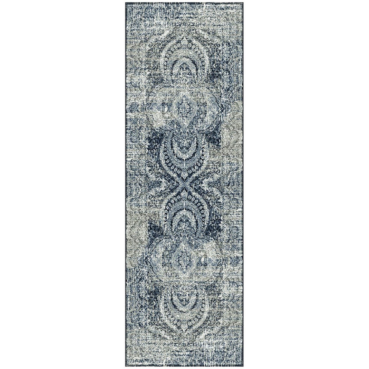 8' Taupe Abstract Power Loom Distressed Stain Resistant Runner Rug