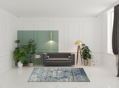 6' X 9' Taupe Abstract Power Loom Distressed Stain Resistant Area Rug