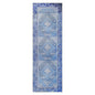 8' Shades Of Blue Geometric Power Loom Distressed Stain Resistant Non Skid Runner Rug