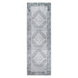 8' Light Gray Geometric Power Loom Distressed Stain Resistant Non Skid Runner Rug