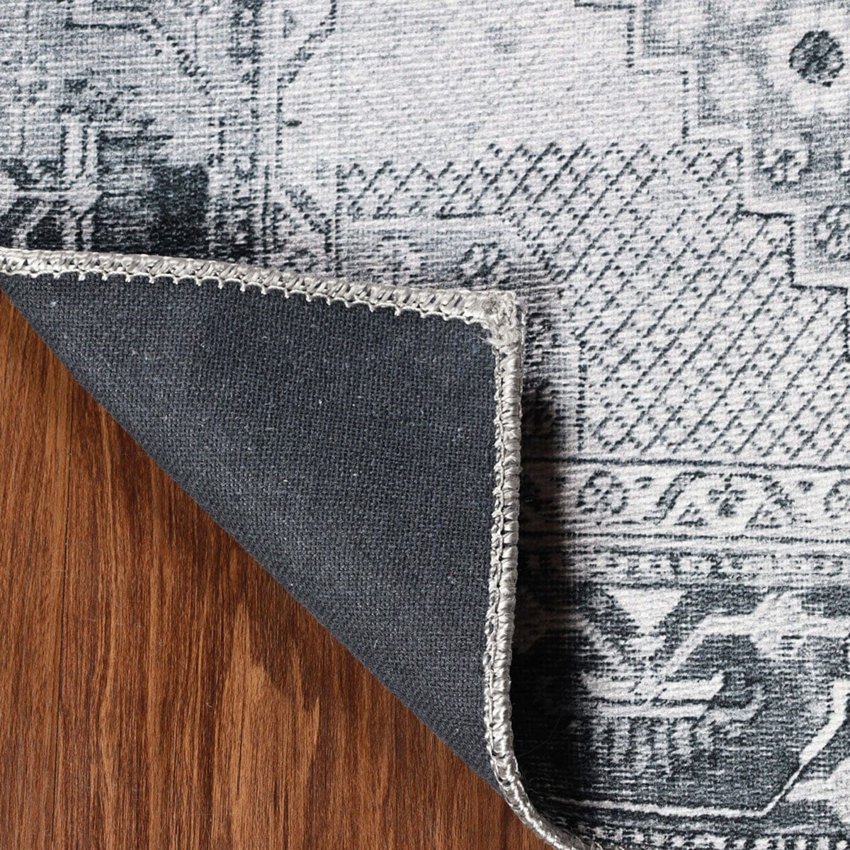 5' X 8' Light Gray Geometric Power Loom Distressed Stain Resistant Non Skid Area Rug