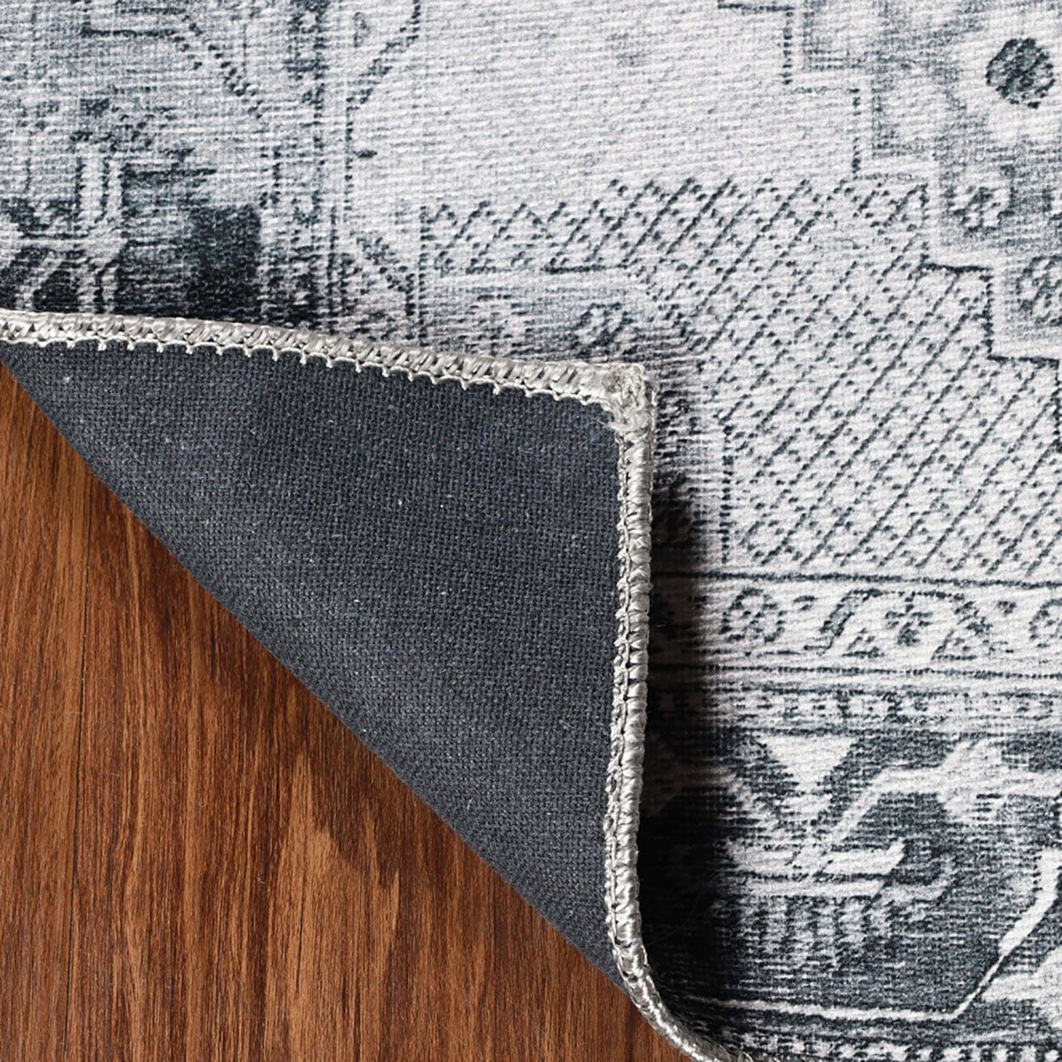 8' X 10' Light Gray Geometric Power Loom Distressed Stain Resistant Non Skid Area Rug