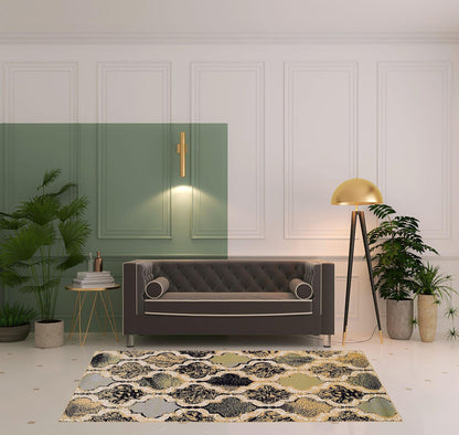 5' X 8' Multi Color Quatrefoil Power Loom Distressed Stain Resistant Area Rug