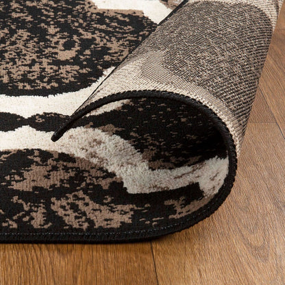 7' X 9' Chocolate Quatrefoil Power Loom Distressed Stain Resistant Area Rug